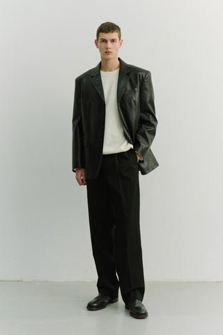 UNISEX 3 BUTTON ALTER-LEATHER BLAZER BLACK