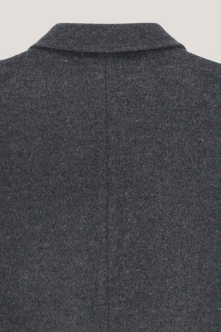 UNISEX 2-WAY 3 BUTTON CASHMERE COAT CHARCOAL GREY