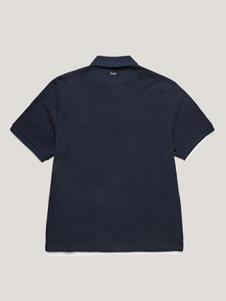 UNISEX LEATHER LOGO POLO SHIRT NAVY