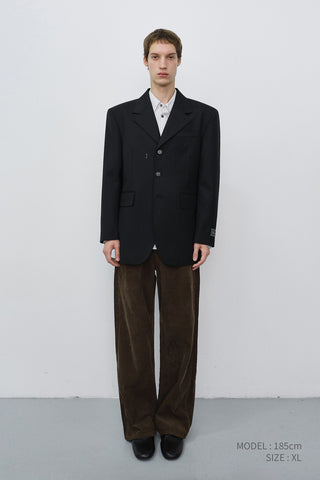 UNISEX REFINED MASCULINE WOOL BLAZER BLACK
