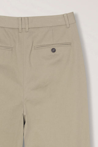 DOUBLE PLEATED WIDE CHINO SLACKS BEIGE