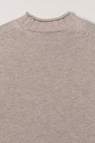 UNISEX CHUNKY ROLL NECK SWEATER LIGHT PEBBLE