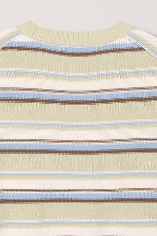 UNISEX STRIPED CREWNECK KNIT MINT CREAM
