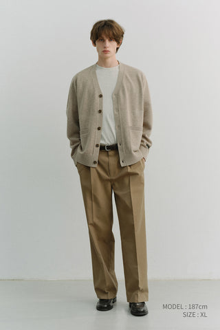UNISEX BOYFRIEND KNIT CARDIGAN OATMEAL BEIGE