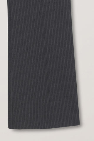 SEMI BOOT-CUT SLIM SLACKS CHARCOAL STRIPE