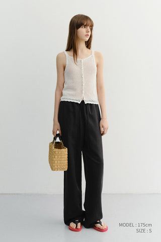 CROCHET BUSTIER KNIT TOP IVORY