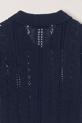 COLLARED HALF SLEEVE CARDIGAN NAVY