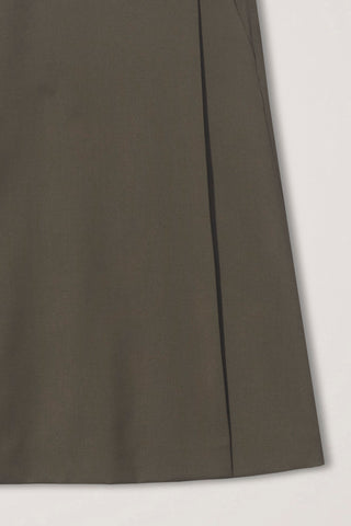 PLEATS MIDI WRAP SKIRT BROWN