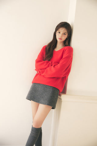 [SULLYOON PICK] WOOL MINI SKIRT MELANGE GREY