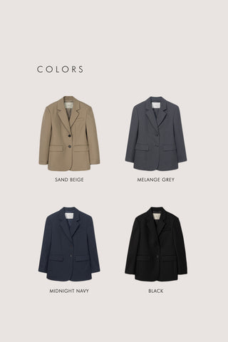 ESSENTIAL 2 BUTTON WOOL BLAZER MELANGE GREY