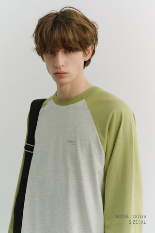 UNISEX RAGLAN T-SHIRT OLIVE GREEN OATMEAL MELANGE