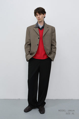 UNISEX CLASSIC 3 BUTTON WOOL BLAZER KHAKI BEIGE