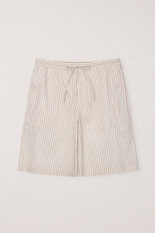 UNISEX PAJAMA BERMUDA SHORTS BEIGE STRIPE