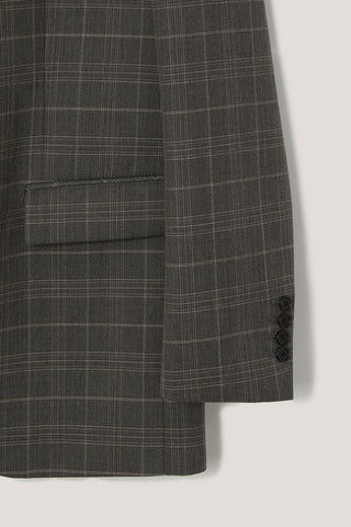 UNISEX 2 BUTTON WOOL BLAZER GREY CHECK