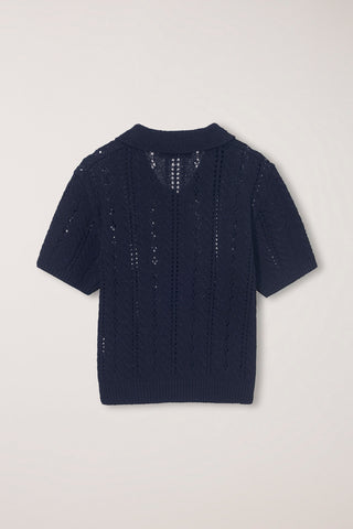 COLLARED HALF SLEEVE CARDIGAN NAVY