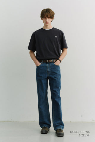 UNISEX LOGO CREASE T-SHIRT FRENCH NAVY