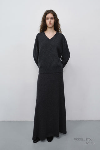 KNITTED MAXI SKIRT CHARCOAL GREY
