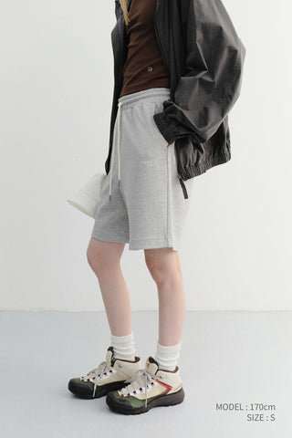 UNISEX LOGO SWEAT SHORTS MELANGE GREY