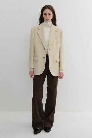 UNISEX ALPACA BLAZER COAT BUTTER BEIGE