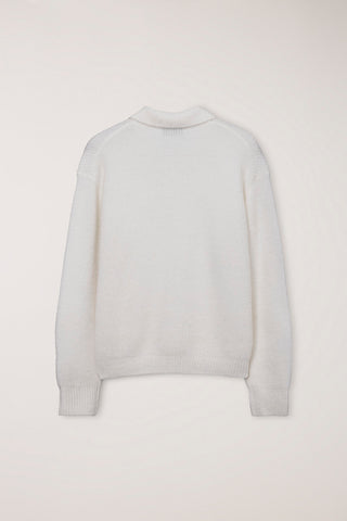 UNISEX HAIRY COLLARED SWEATER IVORY
