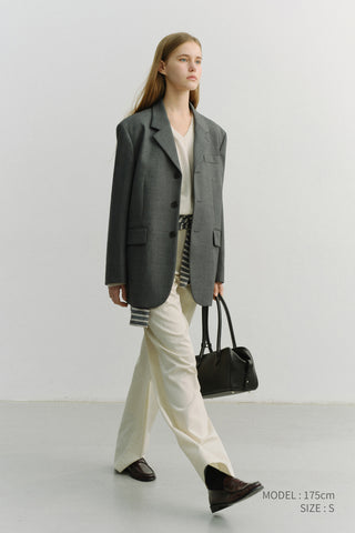 UNISEX 3 BUTTON WOOL BLAZER CHARCOAL GREY