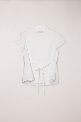 VINTAGE CAP SLEEVE SLIM SHIRT WHITE STRIPE