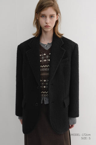 UNISEX ALPACA BLAZER COAT BLACK