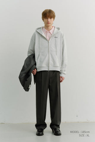 UNISEX CROPPED ZIP-UP HOODIE LIGHT MELANGE GREY