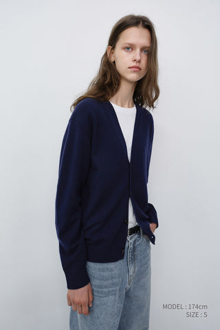 UNISEX V-NECK CARDIGAN BLUE NAVY