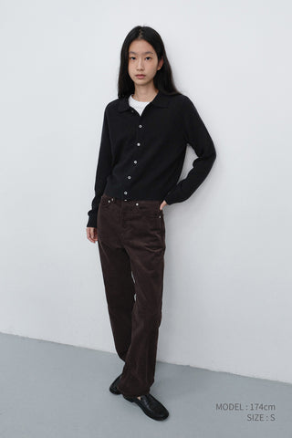 UNISEX COLLARED KNIT CARDIGAN BLACK