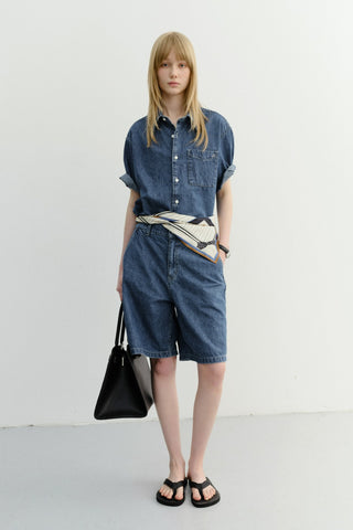 UNISEX LINEN DENIM SHIRT CLASSIC BLUE
