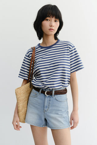 UNISEX STRIPED T-SHIRT BLUE IVORY