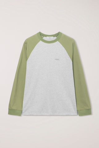 UNISEX RAGLAN T-SHIRT OLIVE GREEN OATMEAL MELANGE