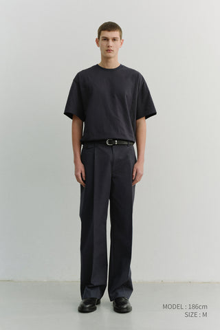 PLEATED CHINO SLACKS NAVY