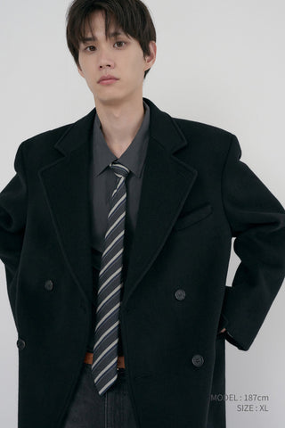 UNISEX LOOSE DOUBLE-BREASTED COAT BLACK