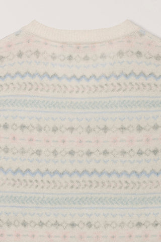 UNISEX CRAFTED V-NECK KNIT VEST CREAM