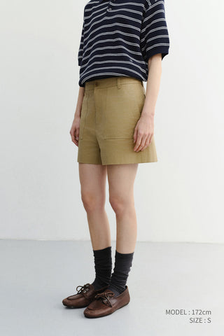 COTTON SAFARI SHORTS KHAKI BEIGE