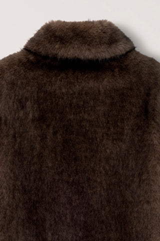 CROPPED FUR JACKET BROWN