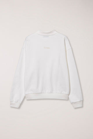 UNISEX LEATHER LOGO COLLARED T-SHIRT WHITE