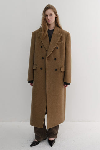 UNISEX TAILORED DOUBLE-BREASTED COAT CAMEL