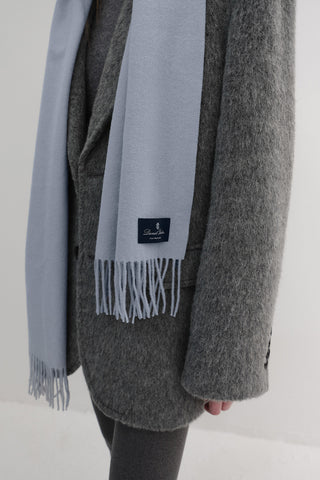 FRINGED CASHMERE MUFFLER SOFT BLUE