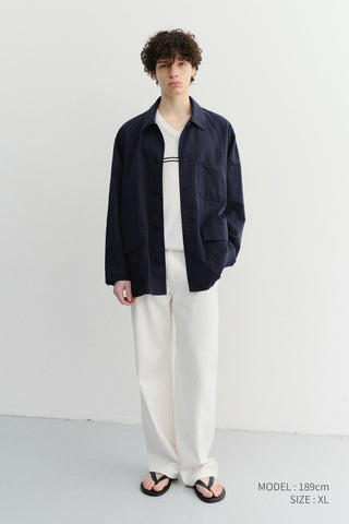 UNISEX V-NECK STRIPED SWEATER CREAM