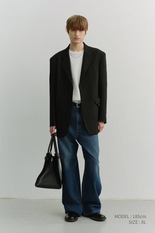 UNISEX OVERSIZED WOOL BLAZER BLACK