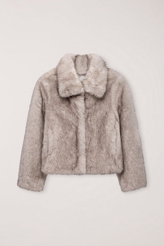 [SULLYOON PICK] CROPPED FUR JACKET GREYISH BEIGE