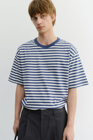 UNISEX STRIPED T-SHIRT BLUE IVORY