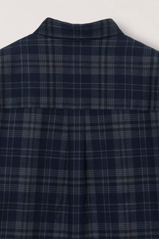 UNISEX CHECKED FLANNEL BD SHIRT DARK NAVY