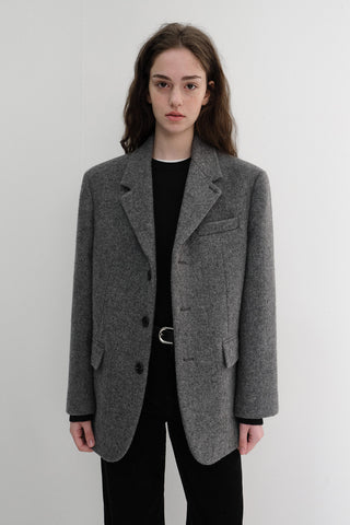 UNISEX 3 BUTTON WOOL BLAZER GREY