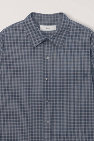 UNISEX CROPPED CHECKED SHIRT NAVY CHECK