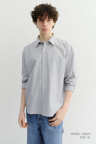 UNISEX CROPPED CHECKED SHIRT SOFT BLUE CHECK