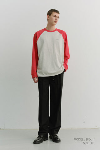 UNISEX RAGLAN T-SHIRT RED OATMEAL MELANGE